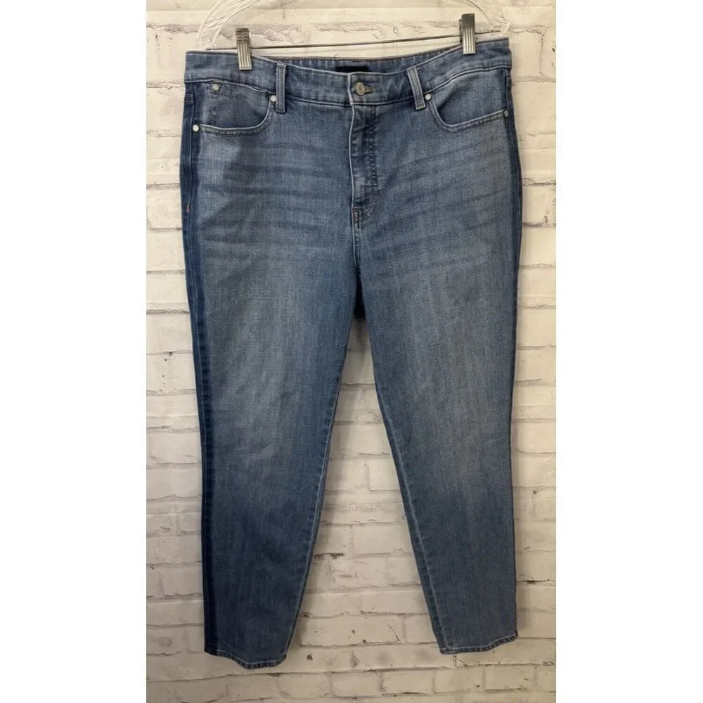 Talbots Slim Ankle Blue Jeans Size 14 Mid Rise Panama Wash Stretch